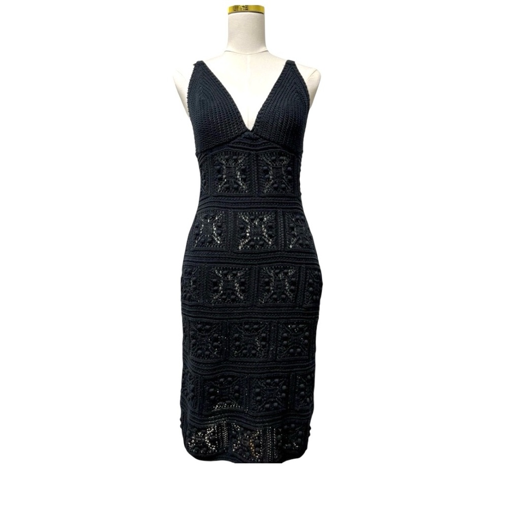 Anthropologie Women’s Black Crochet Mini Dress Size Large